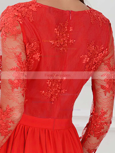 A-line V-neck Chiffon Floor-length Appliques Lace Prom Dresses #Favs020105623