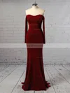 Sheath/Column Off-the-shoulder Jersey Sweep Train Prom Dresses #Favs020105596
