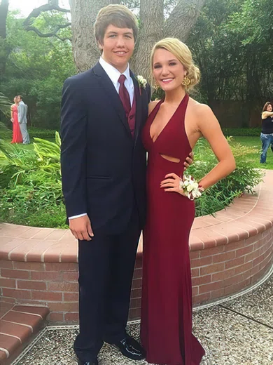 Sheath/Column Halter Jersey Sweep Train Prom Dresses #Favs020105661