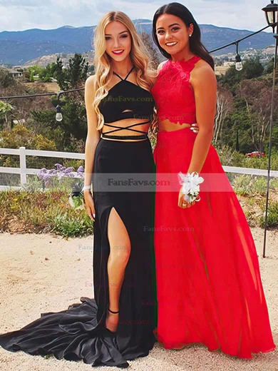 Sheath/Column V-neck Jersey Sweep Train Split Front Prom Dresses #Favs020105673