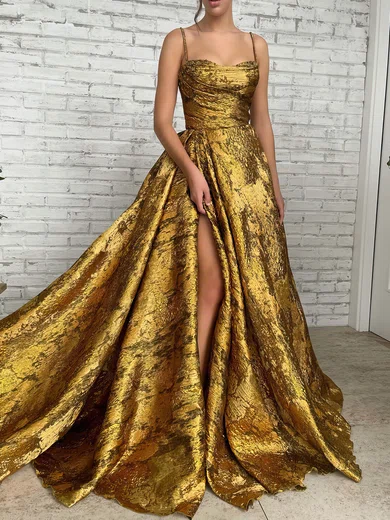 Ball Gown Sweetheart  Sweep Train Prom Dresses With Split Front #Favs020115846