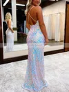 Trumpet/Mermaid V-neck Sequined Floor-length Prom Dresses #Favs020115871