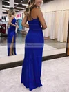 Sheath/Column V-neck Shimmer Crepe Floor-length Prom Dresses With Split Front #Favs020115874