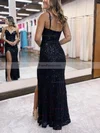 Sheath/Column V-neck Sequined Floor-length Prom Dresses With Split Front #Favs020115881