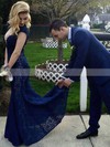 Sheath/Column V-neck Lace Sweep Train Prom Dresses #Favs020104839