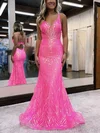 Trumpet/Mermaid V-neck Sequined Sweep Train Prom Dresses #Favs020115907