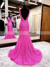 Trumpet/Mermaid V-neck Sequined Sweep Train Prom Dresses #Favs020115929