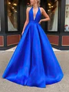 Ball Gown V-neck Satin Sweep Train Prom Dresses #Favs020115935