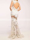 Trumpet/Mermaid Scoop Neck Lace Tulle Sweep Train Appliques Lace Prom Dresses #Favs020103500
