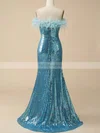 Sheath/Column Strapless Sequined Sweep Train Prom Dresses With Feathers / Fur #Favs020115950