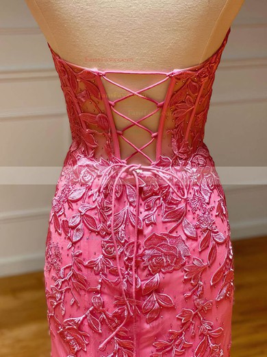 Trumpet/Mermaid Sweetheart Tulle Sweep Train Prom Dresses With Appliques Lace #Favs020115972