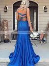 Trumpet/Mermaid V-neck Jersey Sweep Train Prom Dresses With Beading #Favs020115975