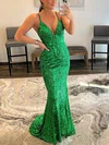 Trumpet/Mermaid V-neck Sequined Sweep Train Prom Dresses #Favs020115983