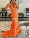 Trumpet/Mermaid V-neck Sequined Sweep Train Prom Dresses #Favs020115999