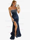 Trumpet/Mermaid Strapless Sequined Sweep Train Prom Dresses With Split Front #Favs020116033