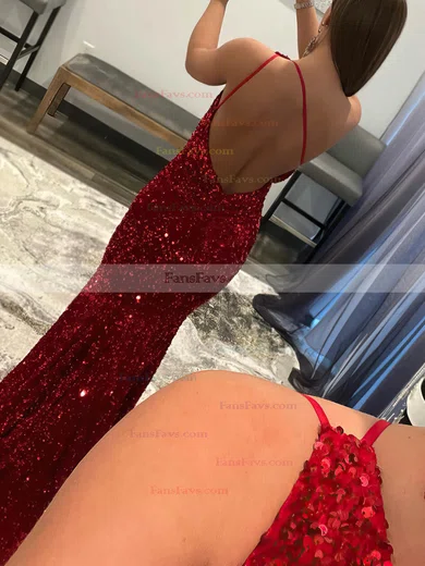 Trumpet/Mermaid One Shoulder Sequined Sweep Train Prom Dresses #Favs020116037