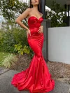 Trumpet/Mermaid Sweetheart Satin Sweep Train Prom Dresses #Favs020116054