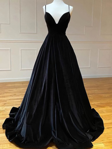 Ball Gown V-neck Velvet Sweep Train Prom Dresses #Favs020116071
