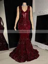 Trumpet/Mermaid V-neck Sequined Sweep Train Prom Dresses #Favs020116101