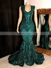 Trumpet/Mermaid V-neck Sequined Sweep Train Prom Dresses #Favs020116101