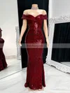 Sheath/Column Off-the-shoulder Sequined Floor-length Prom Dresses With Split Front #Favs020116126