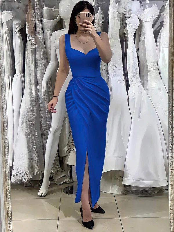 Sheath/Column V-neck Jersey Ankle-length Prom Dresses With Split Front #Favs020116134