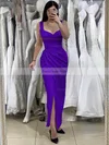 Sheath/Column V-neck Jersey Ankle-length Prom Dresses With Split Front #Favs020116134