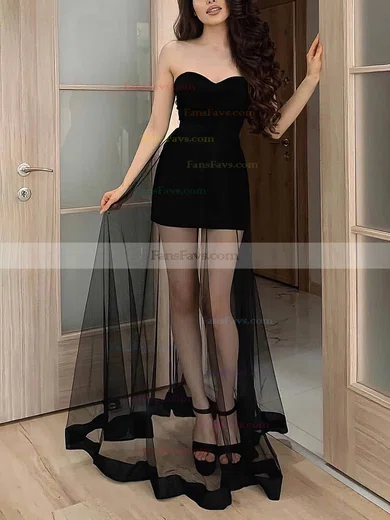 Sheath/Column Sweetheart Tulle Stretch Crepe Detachable Prom Dresses With Sashes / Ribbons #Favs020116146