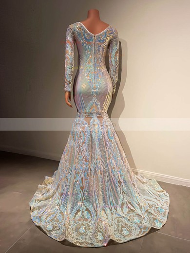 Trumpet/Mermaid Off-the-shoulder Sequined Sweep Train Prom Dresses #Favs020116157