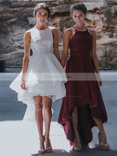 A-line Square Neckline Lace Asymmetrical Prom Dresses #Favs020105385