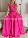 A-line Off-the-shoulder Lace Chiffon Floor-length Prom Dresses With Sashes / Ribbons #Favs020116180