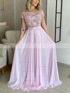 A-line Off-the-shoulder Lace Chiffon Floor-length Prom Dresses With Sashes / Ribbons #Favs020116180