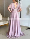 A-line V-neck Chiffon Floor-length Prom Dresses With Lace #Favs020116182