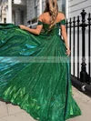 A-line Off-the-shoulder Shimmer Crepe Sweep Train Prom Dresses With Split Front #Favs020116183