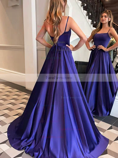 Ball Gown Square Neckline Silk-like Satin Sweep Train Prom Dresses #Favs020116184