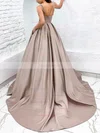 Ball Gown Sweetheart Satin Sweep Train Prom Dresses With Pockets #Favs020116192