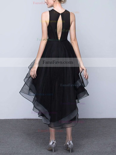 Princess Scoop Neck Organza Asymmetrical Beading Prom Dresses #Favs020103179
