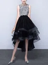Princess Scoop Neck Organza Asymmetrical Beading Prom Dresses #Favs020103179