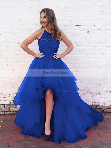 Princess Halter Organza Asymmetrical Beading Prom Dresses #Favs020103198