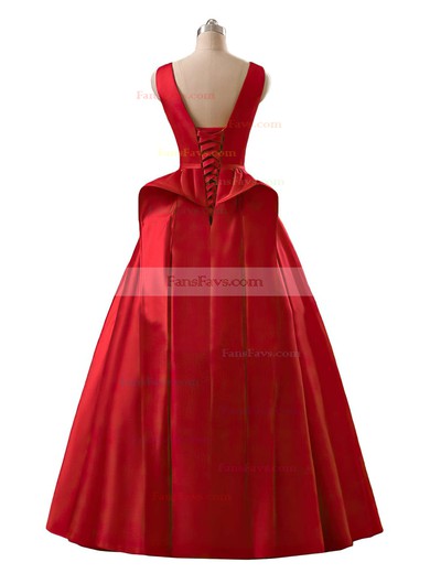 Princess Scoop Neck Satin Floor-length Sashes / Ribbons Prom Dresses #Favs020102746