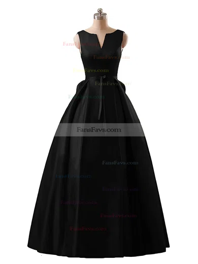 Princess Scoop Neck Satin Floor-length Sashes / Ribbons Prom Dresses #Favs020102746