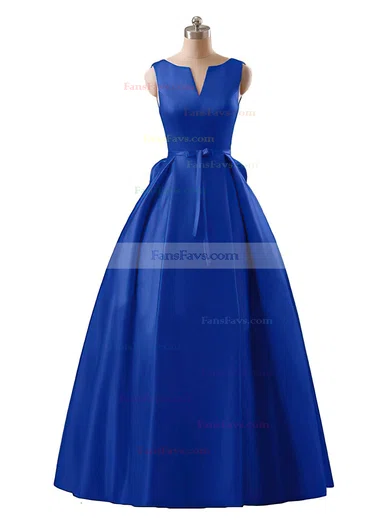 Princess Scoop Neck Satin Floor-length Sashes / Ribbons Prom Dresses #Favs020102746