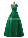 Princess Scoop Neck Satin Floor-length Sashes / Ribbons Prom Dresses #Favs020102746