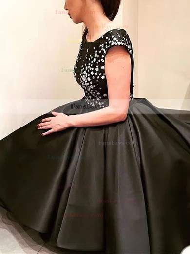 Ball Gown Scoop Neck Satin Asymmetrical Appliques Lace Prom Dresses #Favs020103073