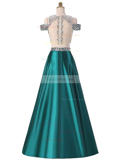 A-line Scoop Neck Satin Floor-length Crystal Detailing Prom Dresses #Favs020103343
