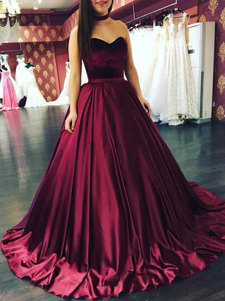 Ball Gown Sweetheart Satin Velvet Sweep Train Sashes / Ribbons Prom Dresses #Favs020104924 Ball Gown Sweetheart Satin Velvet Sweep Train Sashes / Ribbons Prom Dresses #Favs020104924