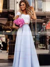 A-line Square Neckline Satin Floor-length Appliques Lace Prom Dresses #Favs020104978