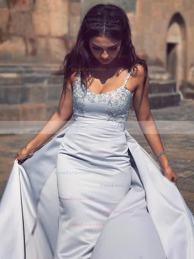 Sheath/Column Sweetheart Satin Sweep Train Beading Prom Dresses #Favs020105033