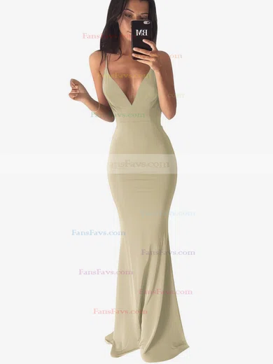 Trumpet/Mermaid V-neck Jersey Sweep Train Prom Dresses #Favs020103537