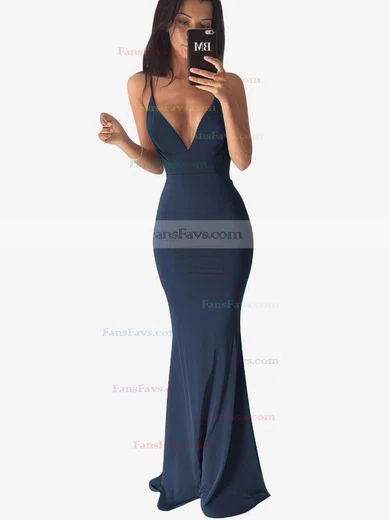 Trumpet/Mermaid V-neck Jersey Sweep Train Prom Dresses #Favs020103537